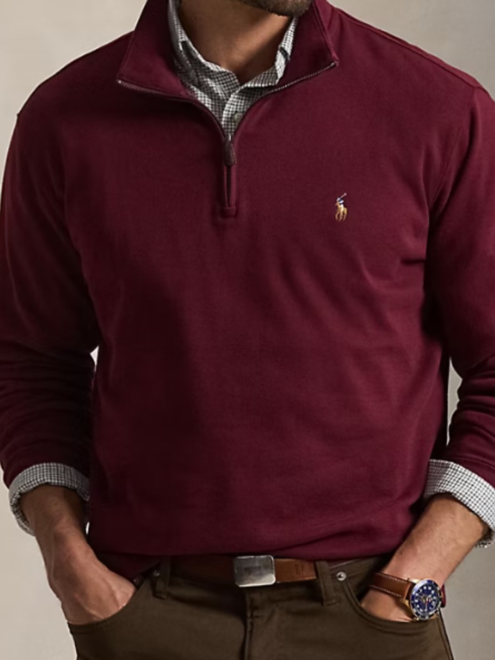 Polo by Ralph Lauren Men’s Maroon Quarter-Zip Pullover
